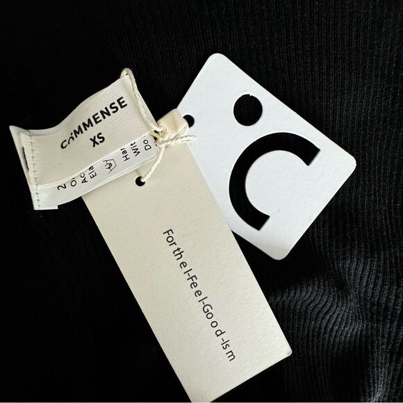Commense Black Tank Top Cropped Ribbed Knit SZ XS NWT - Picture 7 of 10